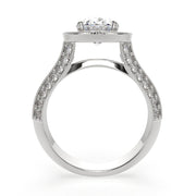 Beatrice Oval Cut Halo Pave Knife Edge Milgrain Engagement Ring Setting - Nivetta